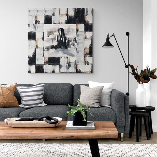 Cuadro_Decorativo_Abstracto_Geometrico_Negro_Blanco_Ocre