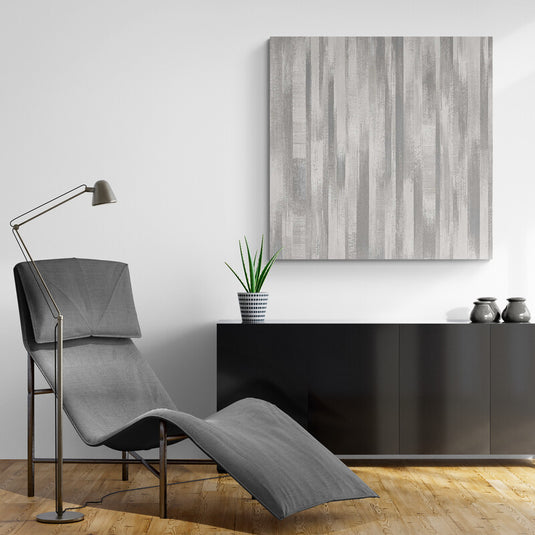 Cuadro Decorativo Abstracto de Líneas Gruesas en Diversas Tonalidades de Gris