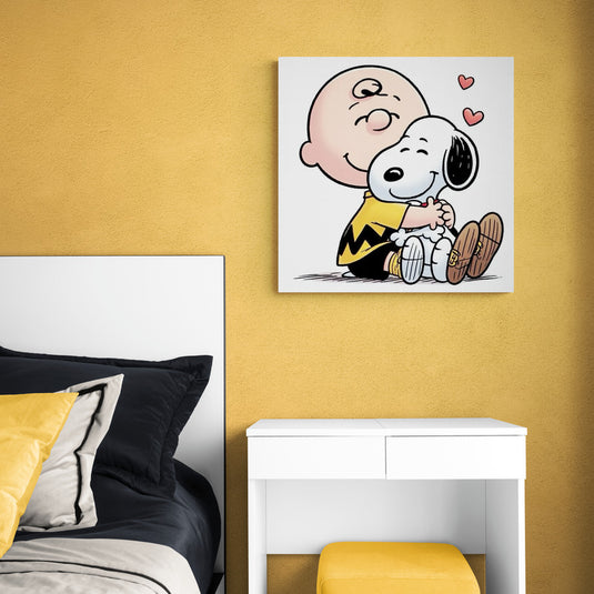 Cuadro decorativo de Charlie Brown y Snoopy abrazados – Amistad eterna