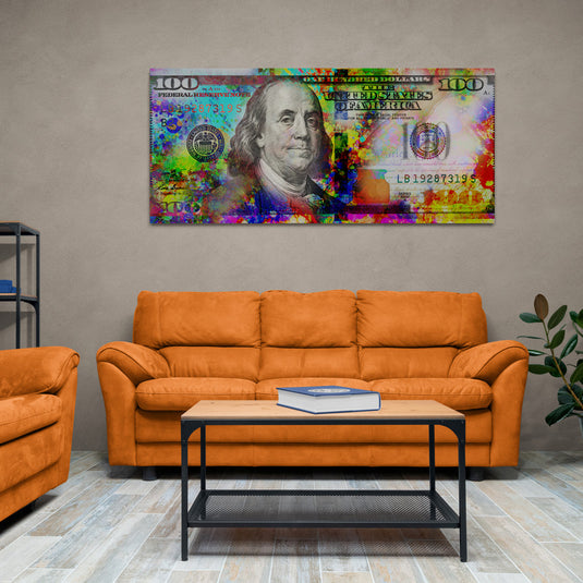 Arte moderno billete de 100 dólares colorido