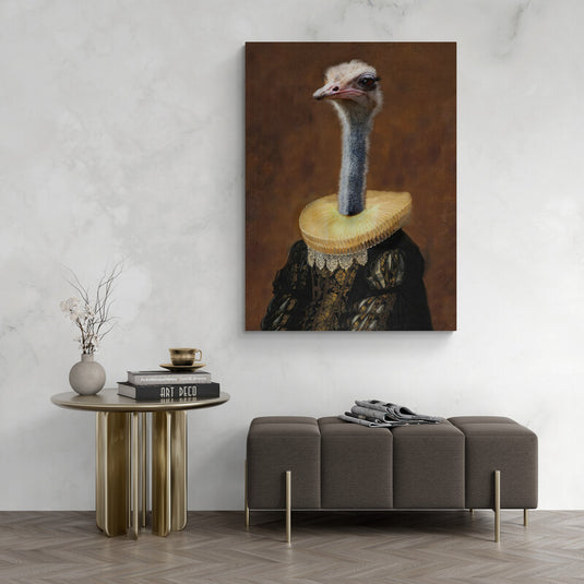 Avestruz con traje renacentista