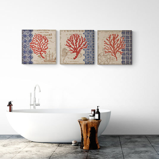 Set burlap coral - Canvas Mérida Fine Print Art