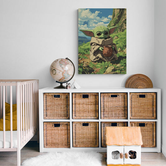 "Cuadro de bebé Yoda de la selva para niños"