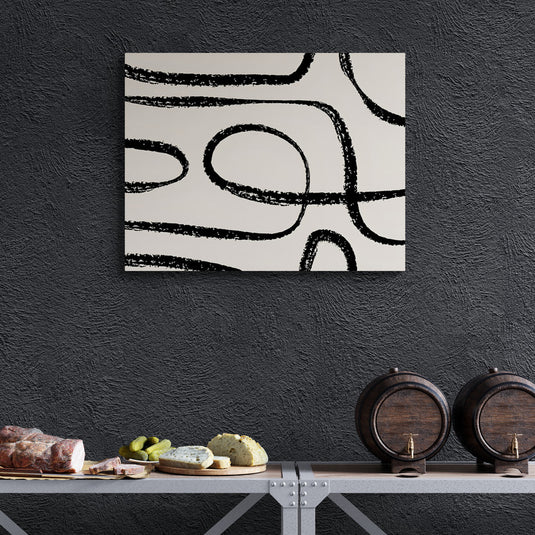 Líneas abstractas negras sobre fondo beige claro