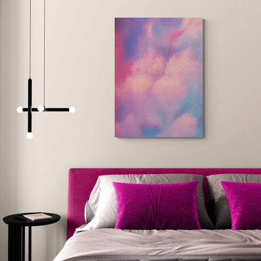 Arte abstracto en tonos rosa y azul para dormitorios modernos