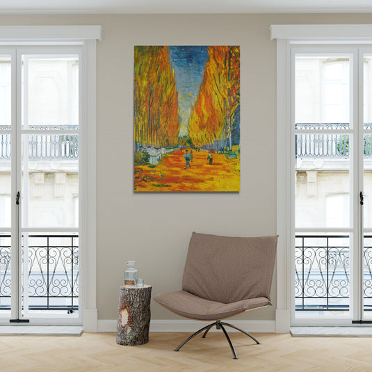 Paisaje otoñal con árboles dorados y cielo azul