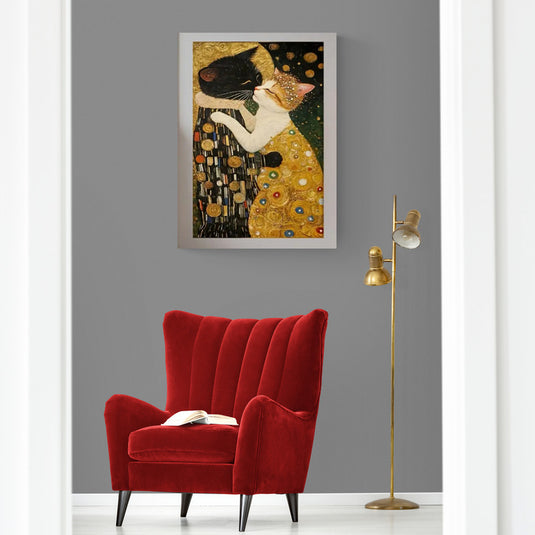 Beso de gatos al estilo Gustav Klimt