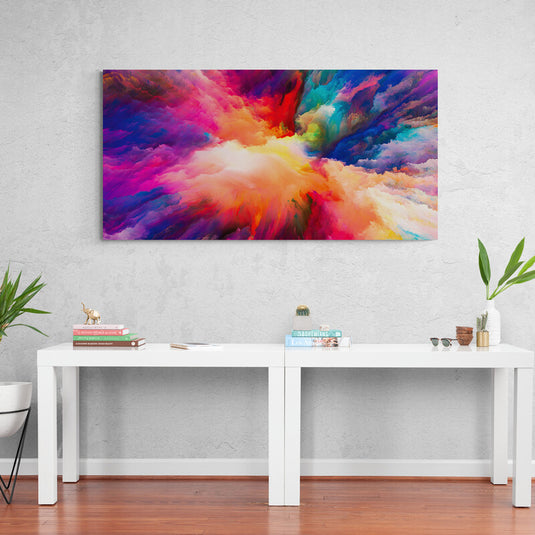 Cuadro abstracto con explosión de colores vibrantes y dinámicos