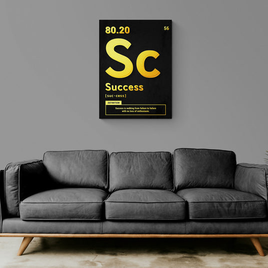 Póster de éxito con diseño de tabla periódica