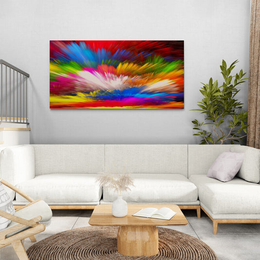 Cuadro abstracto de colores vibrantes en movimiento