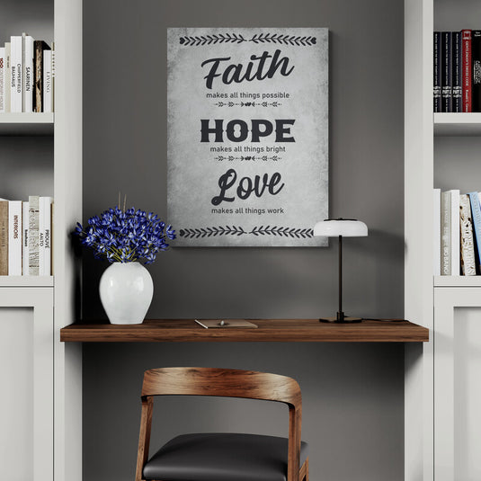 Cuadro decorativo Faith Hope Love inspirador