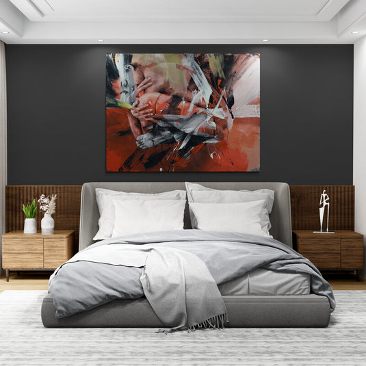 Mujer sentada suelo cuadro decorativo abstracto