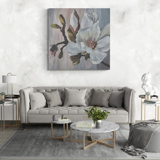 Imagen artística titulada 'Flor en el Viento', mostrando una flor solitaria destacándose contra un fondo abstracto