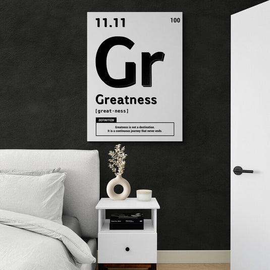 Póster de Greatness inspirado en la tabla periódica