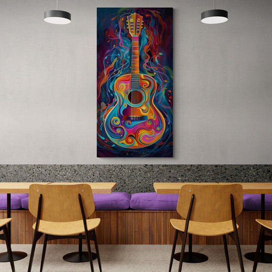 Arte colorido de guitarra en fondo abstracto