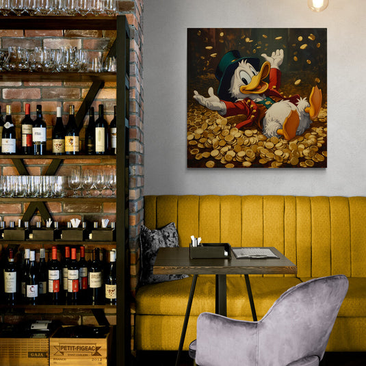 Ilustración de Pato Rico en Pila de Monedas