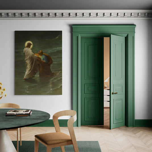 "Jesús rescata a Pedro en aguas turbulentas"