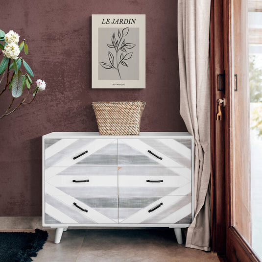 Cuadro decorativo 'Le Jardin' con fondo beige, recuadro central beige gris, silueta de planta en negro y palabra 'botanique' en la parte inferior.