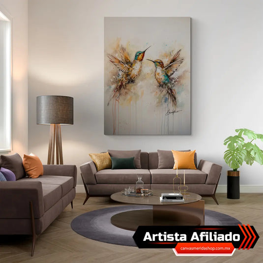 Danza Amorosa de Colibríes vertical -Celestia Guzmán - Canvas Mérida Fine Print Art