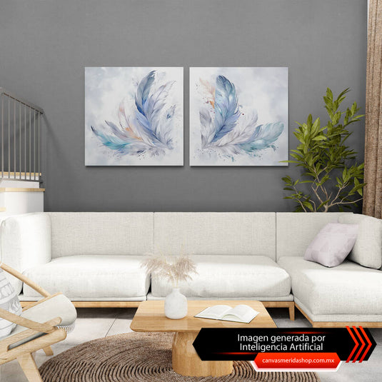 Acuarela entre Plumas - Canvas Mérida Fine Print Art