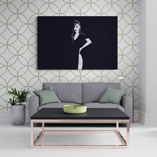Cuadro minimalista de mujer elegante en blanco y negro estilo moderno
