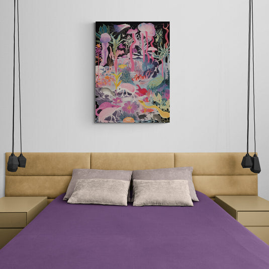 Jardín surrealista nocturno