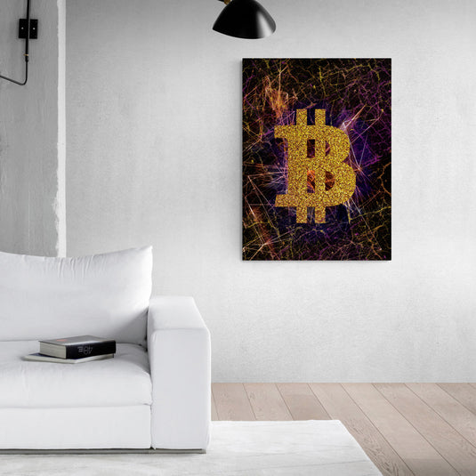 Bitcoin dorado con fondo oscuro
