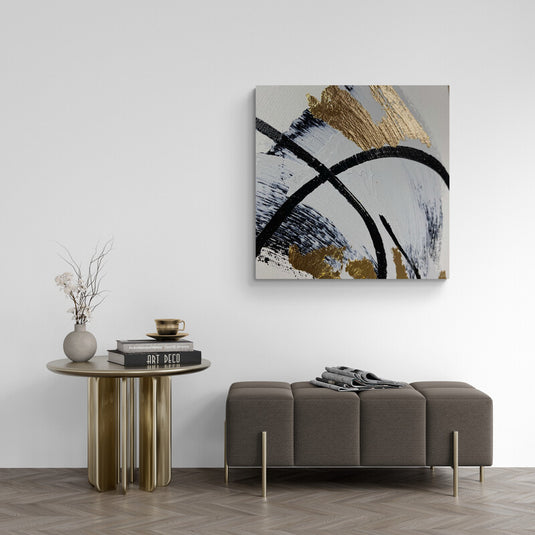 Cuadro abstracto en negro y dorado