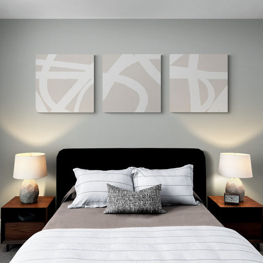 Set  de Elegantes Líneas Blancas sobre Fondo Beige Suave