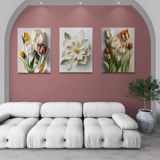 Cuadro moderno con diseño floral abstracto para decoración de interiores.