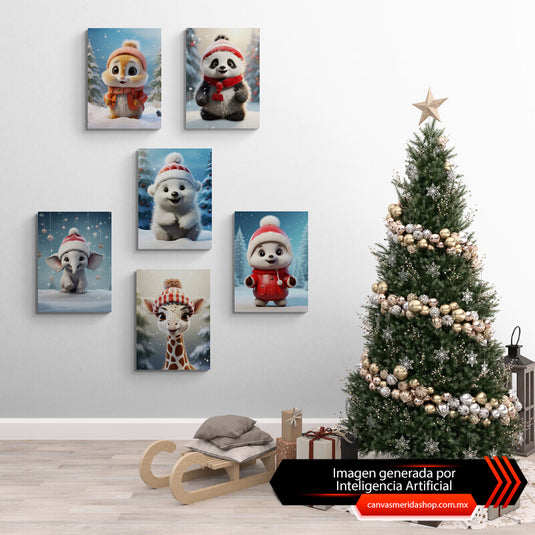Set Animalitos Navideños - Canvas Mérida Fine Print Art