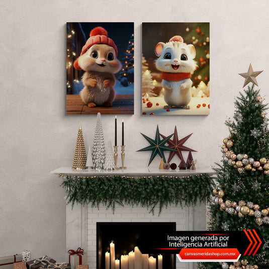 Set Animalitos Navideños III - Canvas Mérida Fine Print Art