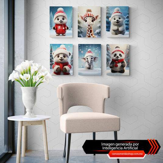 Set Animalitos Navideños II - Canvas Mérida Fine Print Art