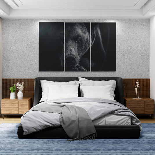 Retrato de oso en sombras, tres partes