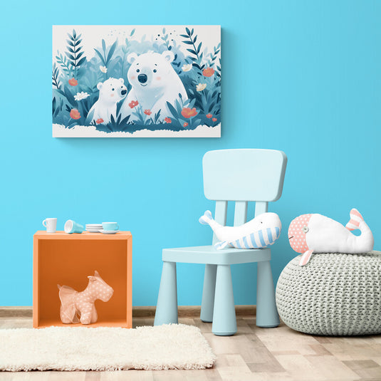 Arte infantil de osos polares en el bosque