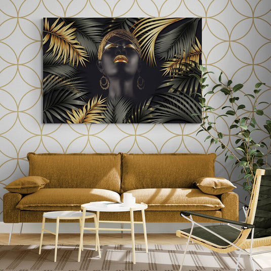 Tropical woman in black - Canvas Mérida Fine Print Art