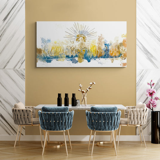 Arte abstracto amanecer dorado