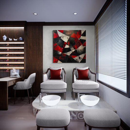 Cuadro geométrico rojo y negro