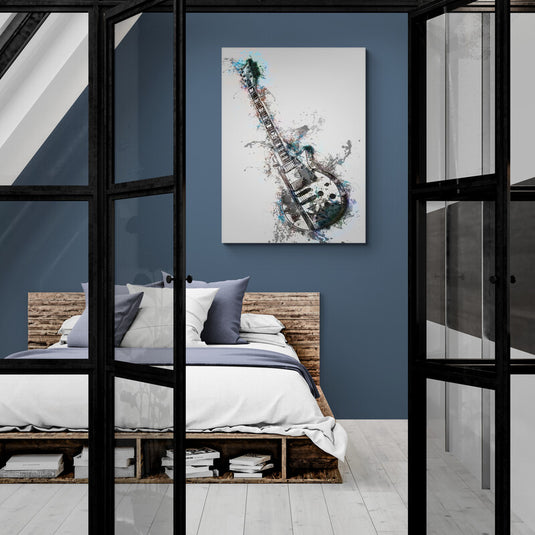 Watercolor electric guitar - Canvas Mérida Fine Print Art
