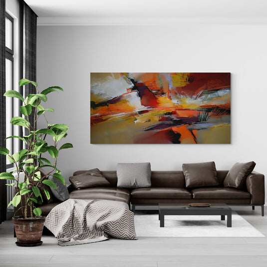 Pintura abstracta en tonos cálidos