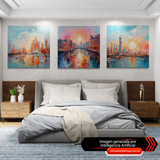 Set de Ciudades Famosas - Canvas Mérida Fine Print Art