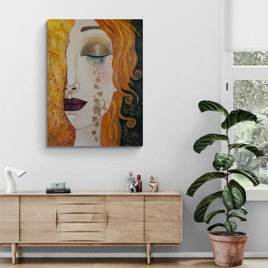 Lágrimas doradas Gustav Klimt rostro femenino melancolía