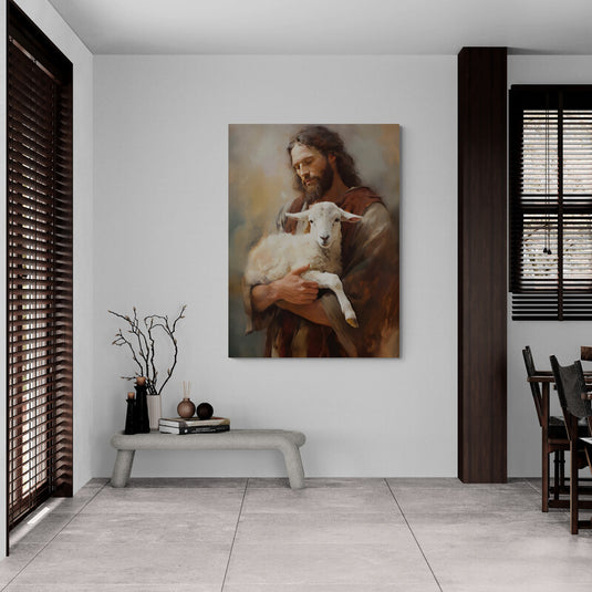 Jesús con un cordero en brazos