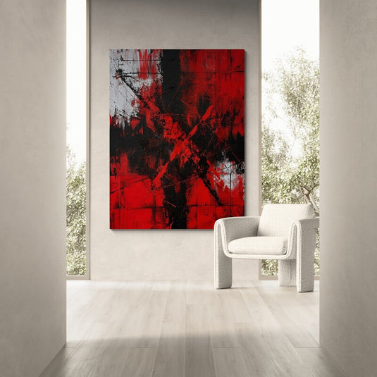 Tensión Roja — Arte Expresionista en Negro y Carmesí