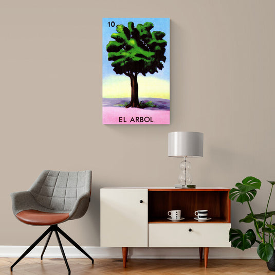 Cuadro decorativo del árbol de la lotería mexicana en tonos vibrantes y detalles intrincados