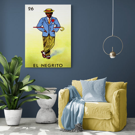 Cuadro decorativo de la carta de lotería 'El Negrito' - Reflejo de la cultura y la tradición mexicana