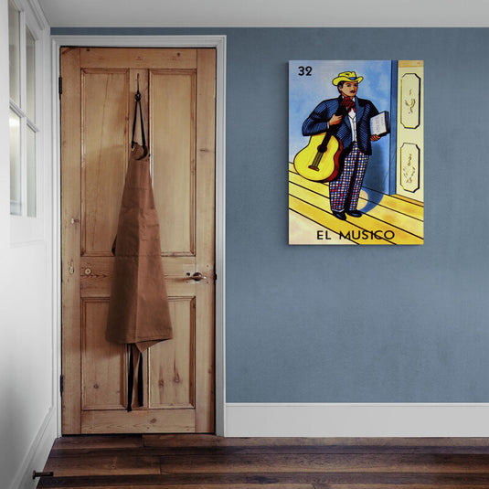 Cuadro Decorativo del Músico con Guitarra - Inspiración Lotería Mexicana
