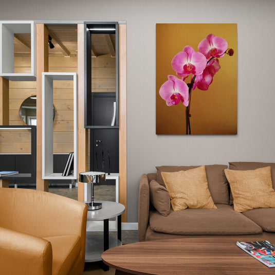 Orquídeas_Rosas_Fondo_Naranja_Amarillo_Cuadro_Decorativo