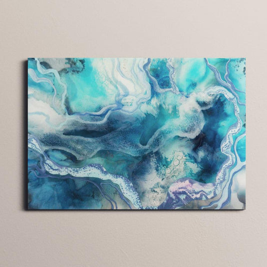 cuadro decorativo abstracto olas azules morado blanco