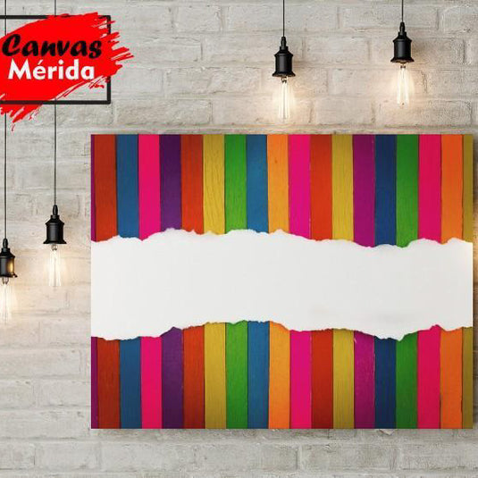 Cuadro abstracto moderno con franjas de colores vibrantes y franja blanca central - Arte decorativo Canvas Mérida